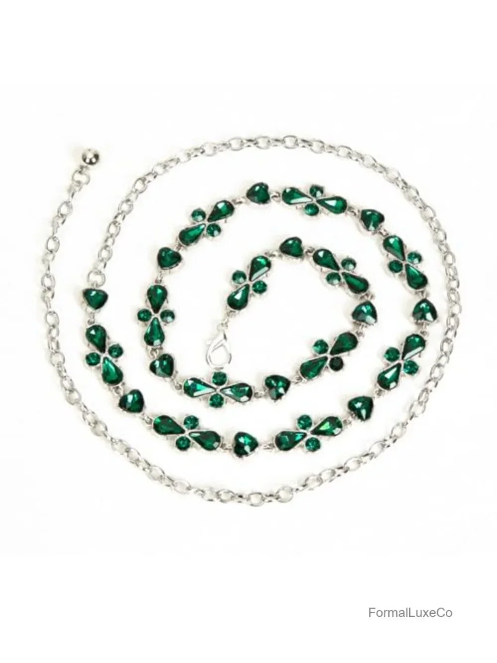 Vintage Rhinestone Crystal Chain Belt for Women Adjustable Waist Metal Hollow